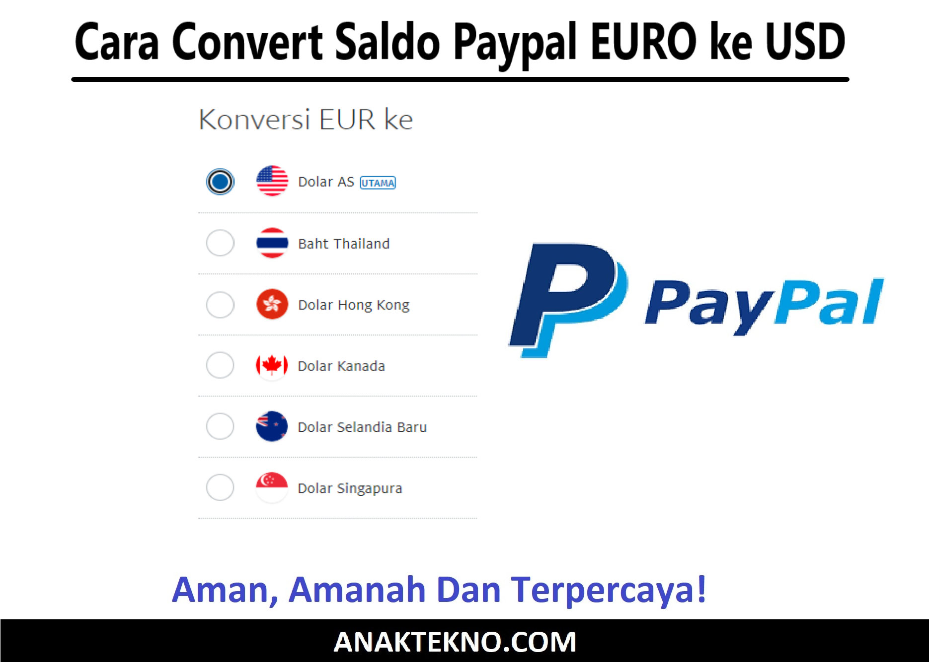Cara Convert Saldo Paypal EURO ke USD