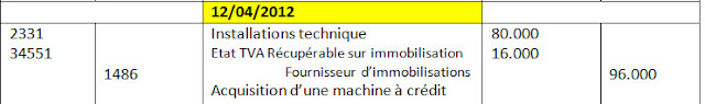 écriture comptable d'acquisition de la machine