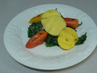 Grilled Polenta with Sweet Peppers and Spinach