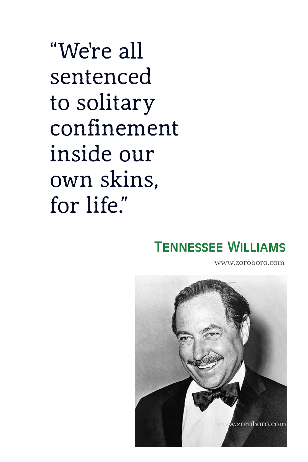 Tennessee Williams Quotes, Tennessee Williams Books Quotes, Tennessee Williams A Streetcar Named Desire, Love, Life, Happiness & Success Quotes, Tennessee Williams Poems, Poetry, Tennessee Williams The Glass Menagerie Quotes, Tennessee Williams Cat on a Hot Tin Roof Quotes.