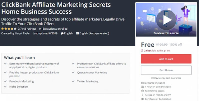 [100% Off] ClickBank Affiliate Marketing Secrets Home Business Success| Worth 199,99$
