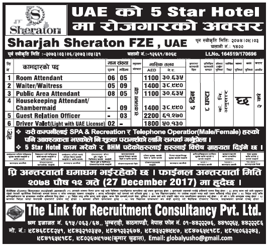 Jobs in UAE 5 Star Hotel for Nepali, Salary Rs 61,270