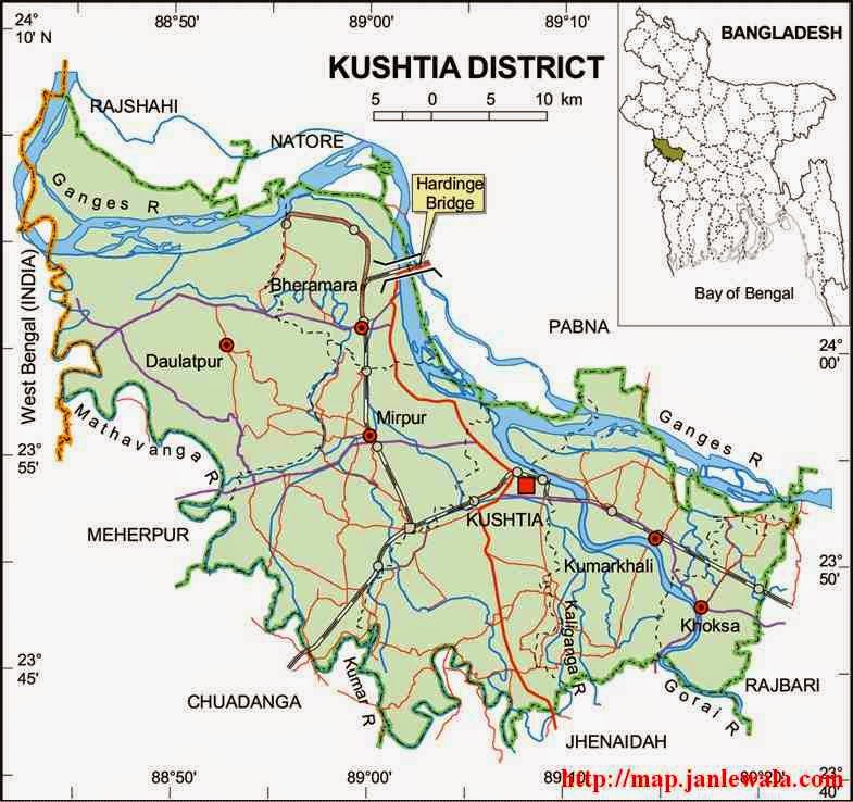 kushtia zila map of bangladesh