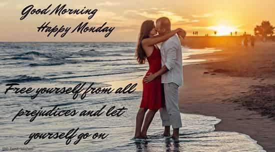 happy blessed monday quotes with couple kiss