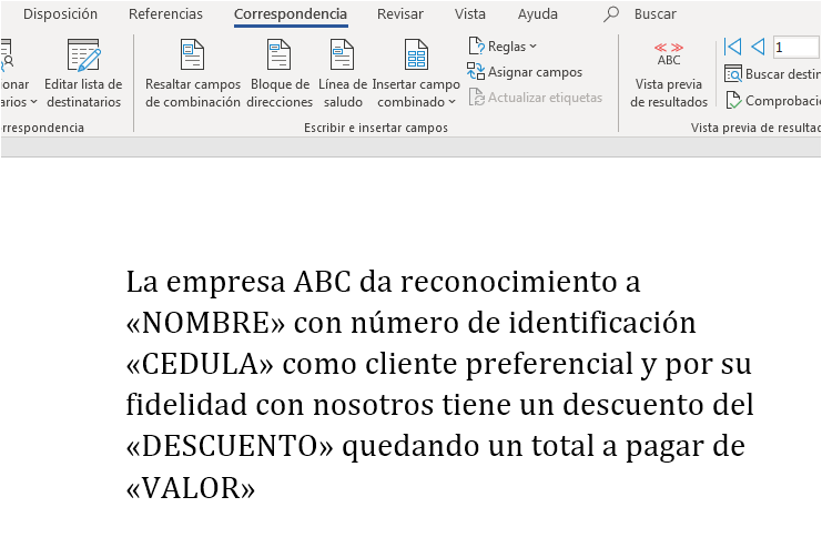 como hacer combinación de correspondencia