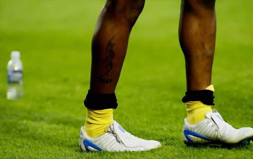 French and Panathinaikos footballer Djibril Cisse Cisse's calf tattoo