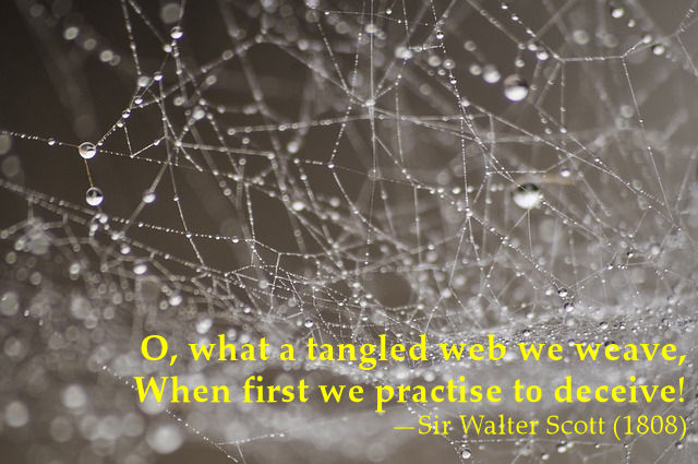 O, what a tangled web we weave when first we practise to deceive