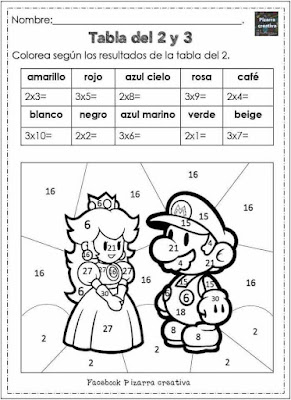Cuaderno de operaciones matemáticas de Super Mario Bros