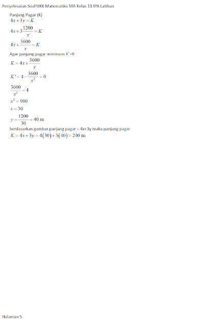 Penyelesaian Soal UKK Matematika MA Kelas 11 IPA Latihan