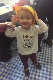 toddler wearing hard hat