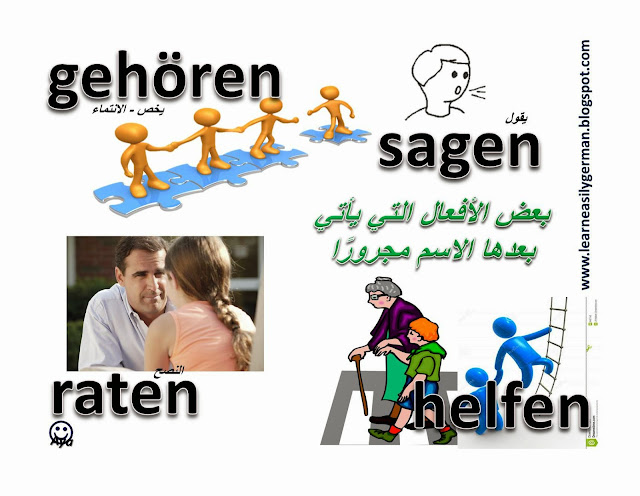 بعض الأفعال التي يأتي بعدها الاسم مجرورًا der dtiv the dative in german