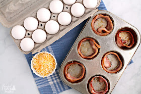 These Easy Bacon & Egg Cups are perfectly poppable & portable making them great for a weekend brunch spread or for a quick & hearty breakfast on the go.