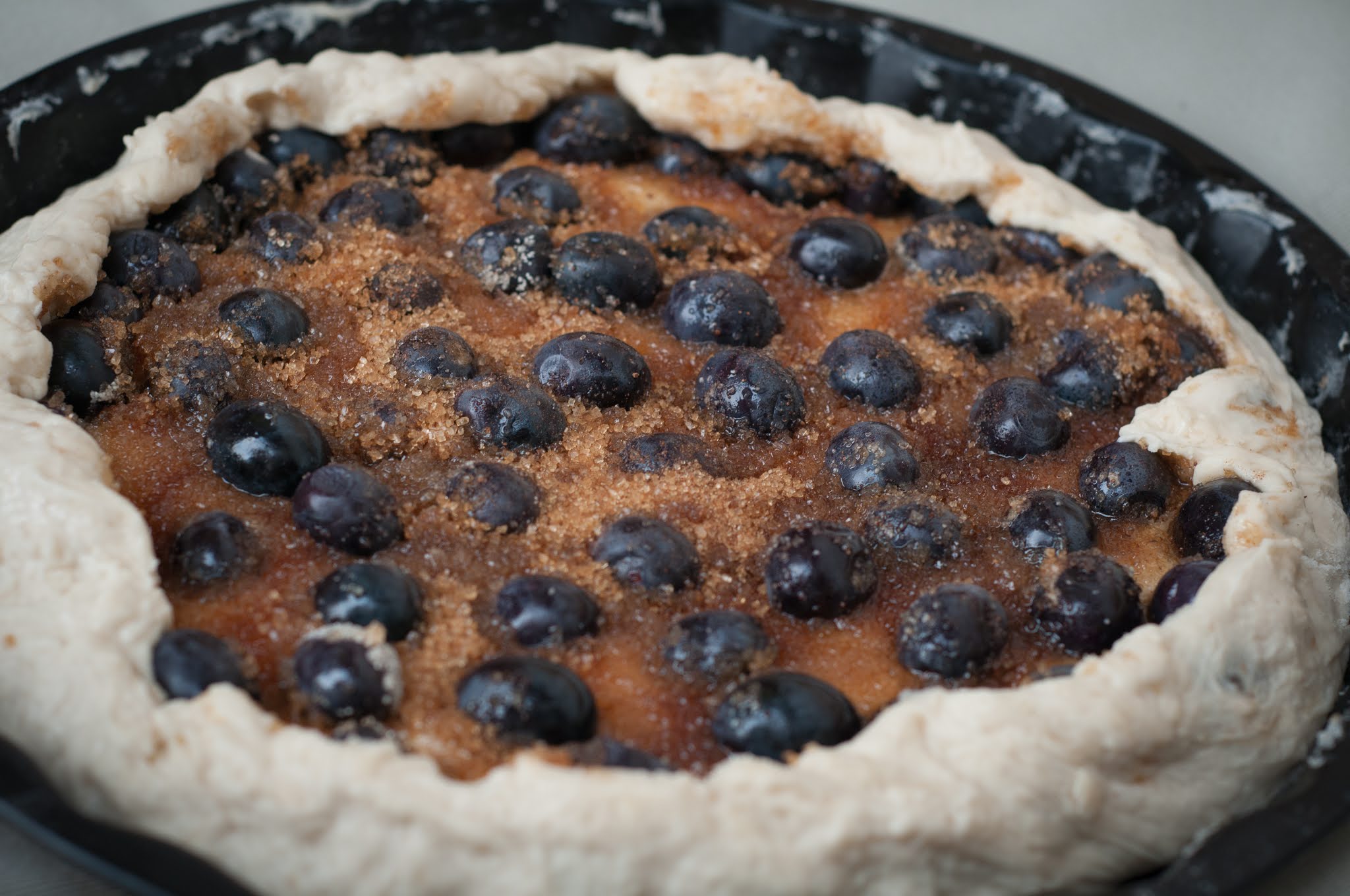 Grape pizza ready for baking