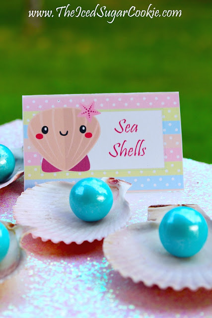 DIY Mermaid Birthday Party- Free Printable Mermaid Food Tent Cards -Cupcake Toppers -Banner Garland