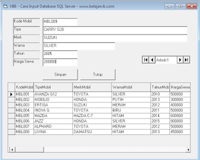 VB 6.0 - Cara Input Database SQL Server - Belajar VB paling Lengkap