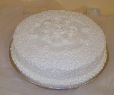 All white rose cake