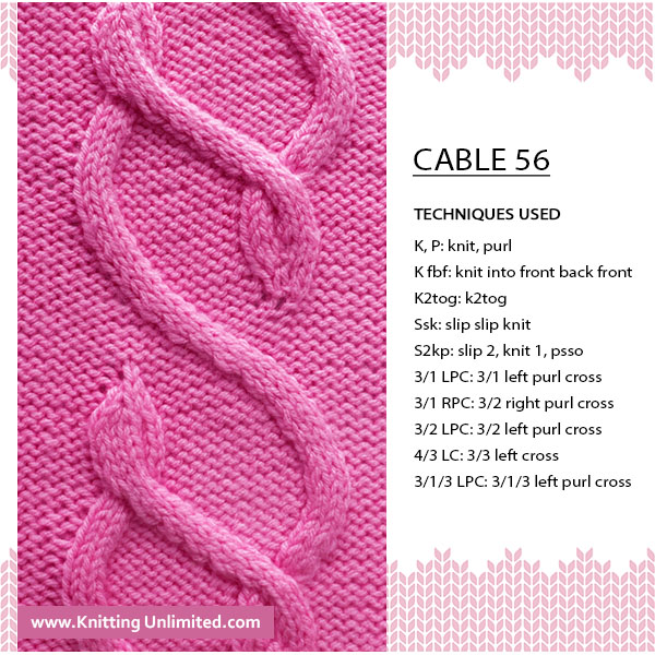 [Advanced Cable Knitting] Start the Cable Project of Your Dreams with Cable No 56. 23 Stitches and 32-row repeat.