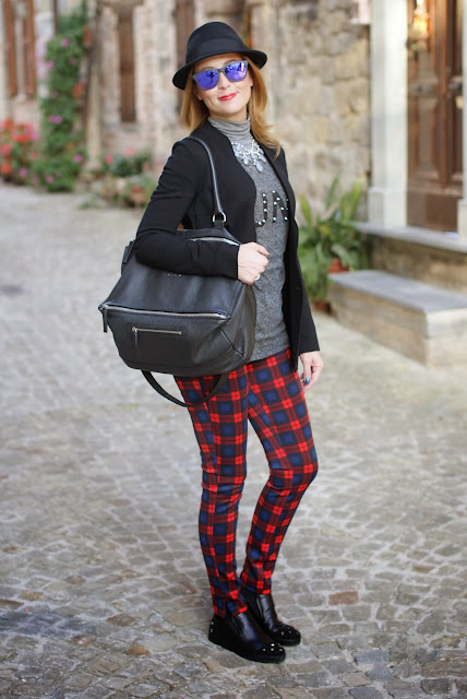 plaid pants, h&m fedora hat, givenchy pandora, fashion and cookies, fashion blogger