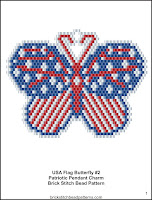 Free 4th of July patriotic brick stitch seed bead pattern printable pdf.