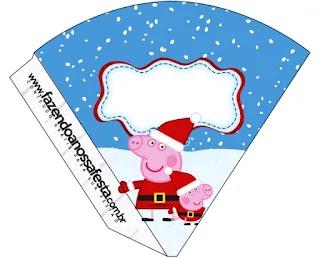 Peppa Pig in Christmas, Free Printable Cones.