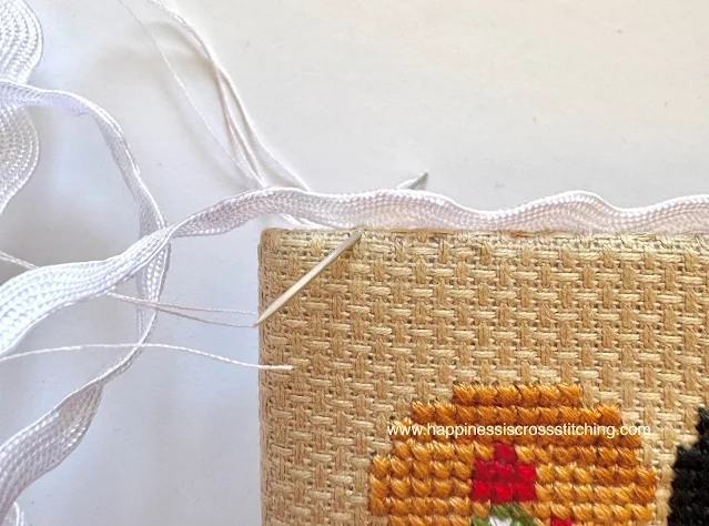 Attaching ric rac to cross stitch
