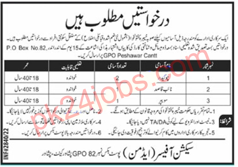 Section Office Jobs 2022 – Government Jobs 2022