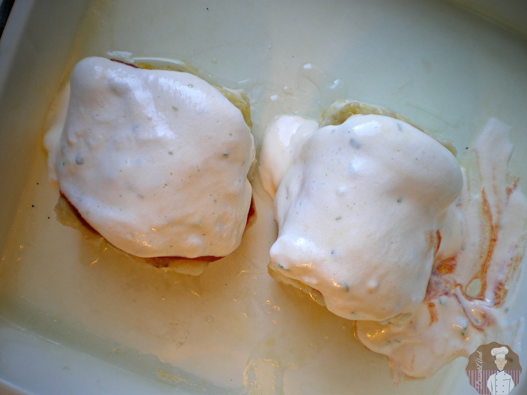 Bacalao con muselina de ajos: Previo al horneado