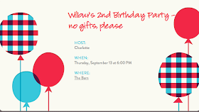 Evite to a no-gifts birthday party