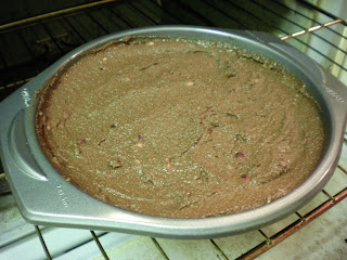 Chocolate Pomegranate Cake ready to bake
