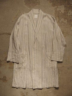 TOUJOURS "Gown Coat - Washed Linen Stripe Chambray Cloth"