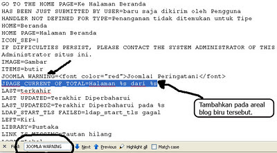 Cara Menghilangkan JPAGE_CURRENT_OF_TOTAL pada Joomla