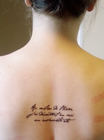  existentialist - in French, no less - tattooed on me was pretentious.