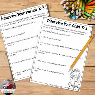 A fun activity like these interview questions are great to include in family literacy night and will help parents and students get to know some fun facts about each other.
