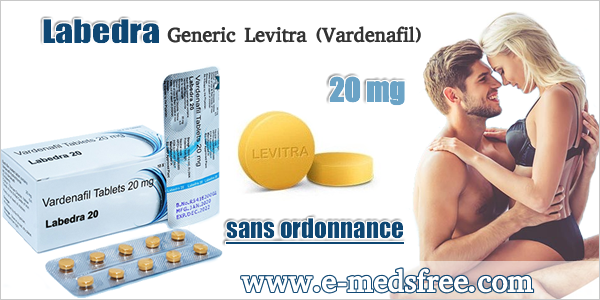 Labedra Levitra vardenafil générique 20 mg contre les troubles d'érection. Sans ordonnance sur la Pharmacie en ligne www.e-medsfree.com