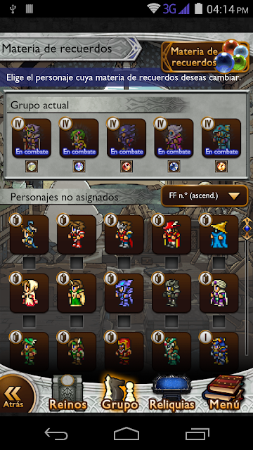 Personajes con materia de recuerdos ffrk