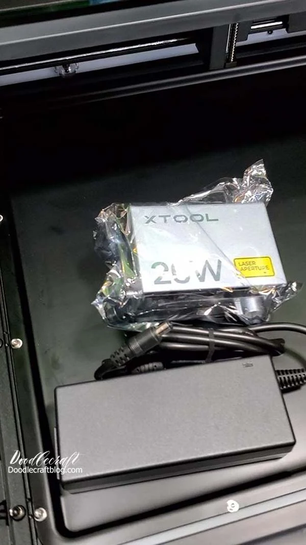 xTool S1 with the laser head module uninstalled ready for installation