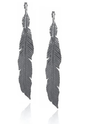 Daisy Knights Lornie Oxidized Silver Feather Earrings
