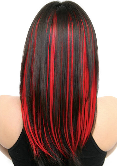 short black hair red highlights. house short lack hair red