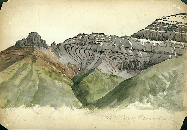 ARTHUR P. COLEMAN (1852-1939), Clyde Peak (2,624 m - 8,610 f) United States of America (Montana)  In Mountain South Clide, watercolor on paper, 1895 A.P Coleman Funds.