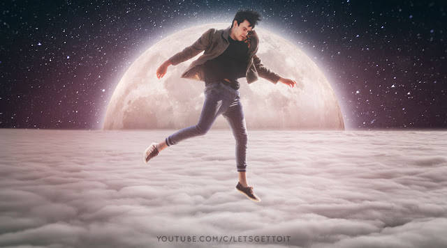 Jumping to The Moon Photoshop Manipulation Tutorial