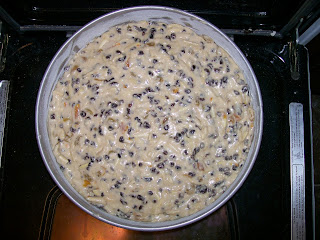 12th Night Cake batter, with many raisins and currants.