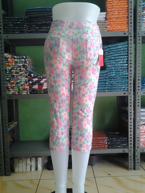 Legging denim spandek 78 motif Bunga