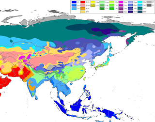 Asya'nın Köppen iklim sınıflandırmasına göre haritası