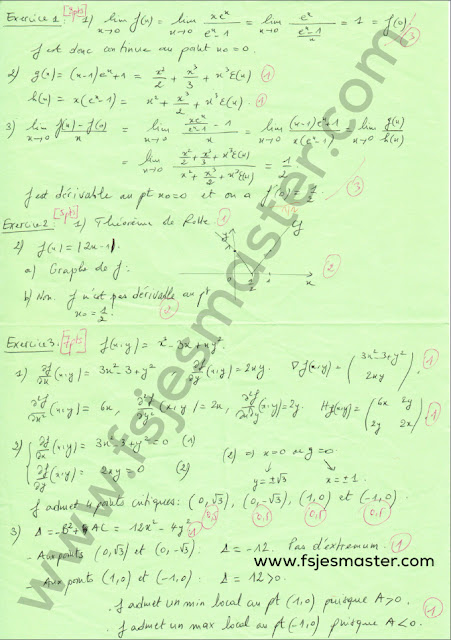 Exemple Examen Licence S1 Epreuve Analyse Mathématique - Fsjes Souissi