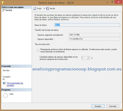 reducir tamaño de una base de datos