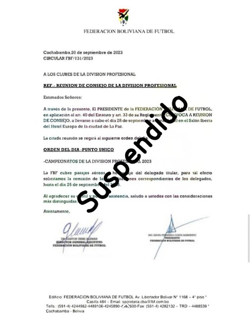 Suspendido el consejo superior de División Profesional del 28 de septiembre