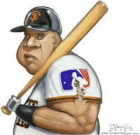 Cartoon Barry Bonds on steroids