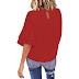 Mother's Day Tiered Bell Sleeve of Casual Loose Blouse Top Dress with Crewneck and Back Button Closure for Women