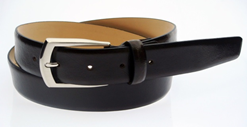 A Black Leather Belt with Metal Buckle