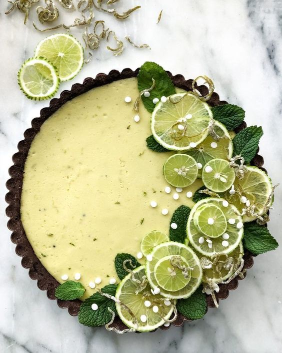 Key Lime Tart with Chocolate Almond Crust